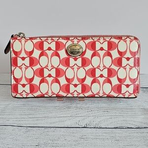Coach Peyton Dream C Accordion Red & Cream Wallet